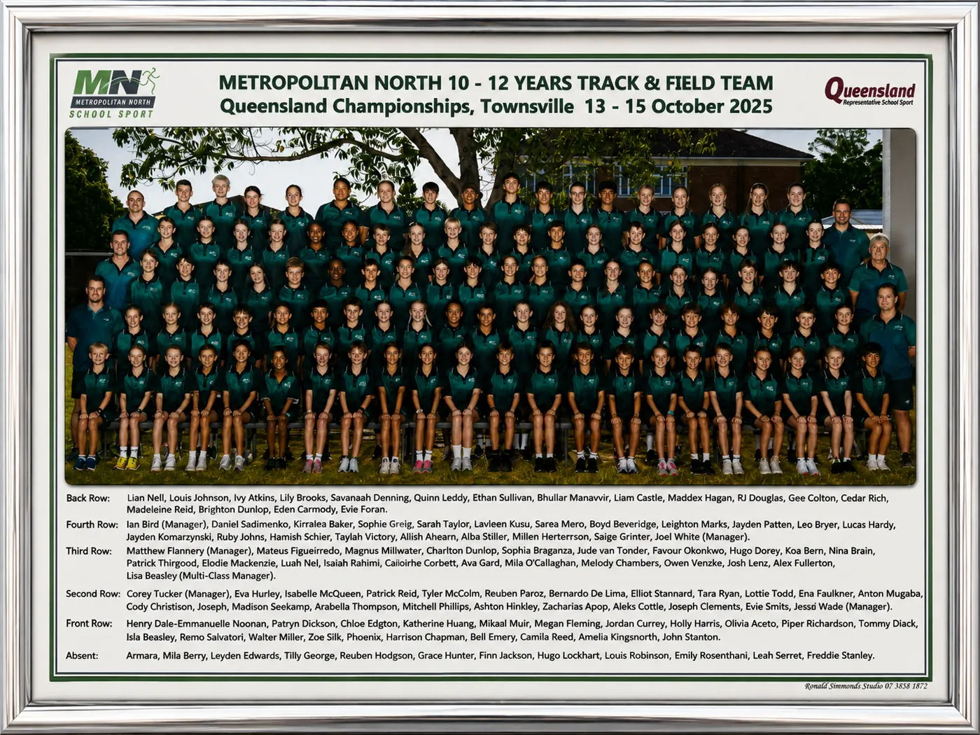 Metropolitan North Track and Field Team — 2025 State Championships photo, Queensland Regional School Sport 12 Years and Under Track and Field Championships, Townsville 2025