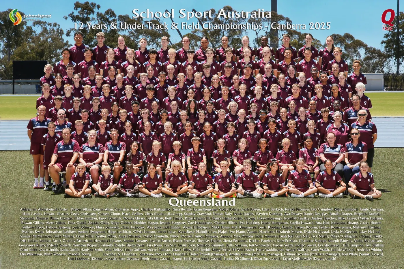 Queensland Queensland Maroon Track and Field National Championships, School Sport Australia 12 Years & Under Track & Field Championships, Canberra 2025