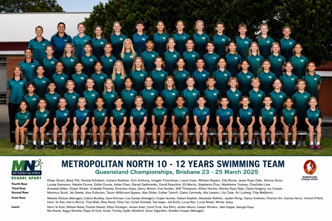 Metropolitan North 10 to 12 years swimming team at the Queensland Championships in Brisbane, 23 to 25 March 2025