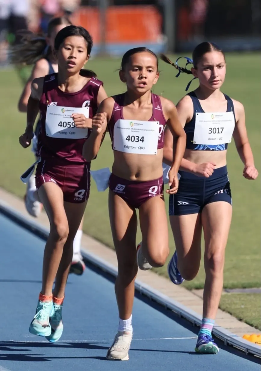Chloe racing at the National Track and Field Championships in Canberra in 2025