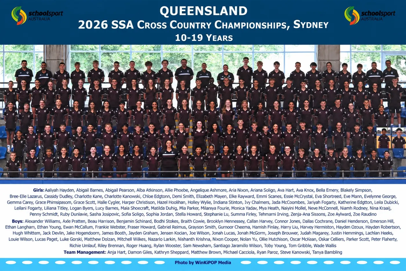 Queensland Cross Country Team at the 2026 School Sport Australia National Championships in Sydney