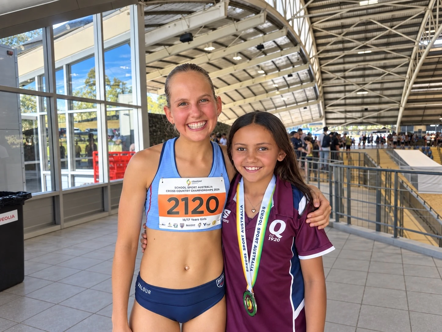 Hailey Runs (Pickert) and Chloe at the 2026 School Sport Australia Cross Country Championships